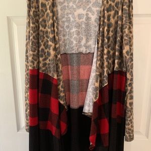 Boutique Cardigan w/Cheetah print & Buffalo Plaid